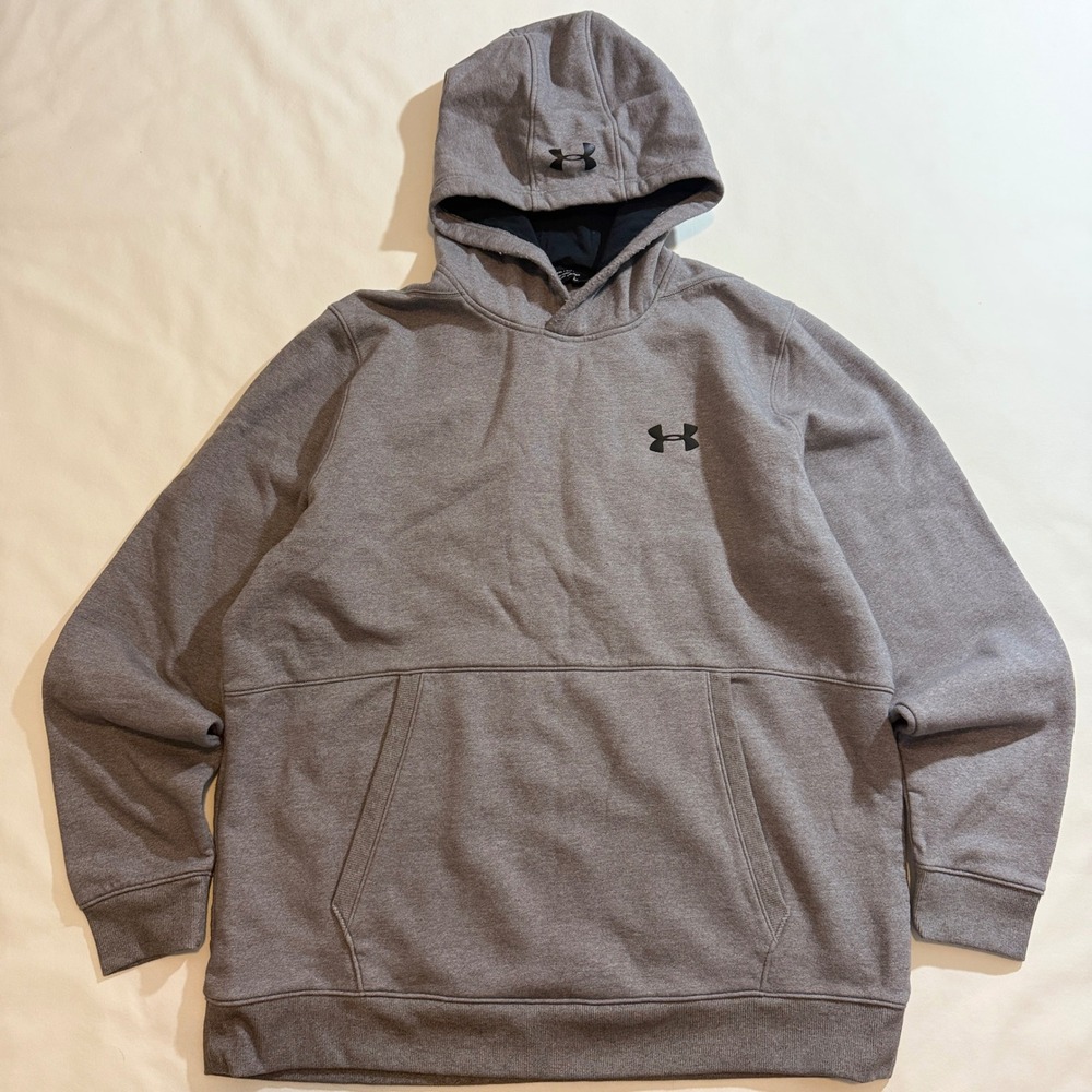 Under Armour Hoodie Men 2XL Gray ColdGear Fitted Pullover Athletic Sweatshirt